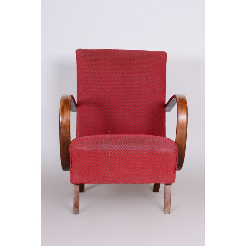 Vintage red Art Deco armchair, 1930s