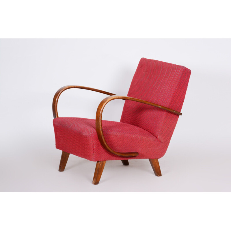 Vintage red Art Deco armchair, 1930s