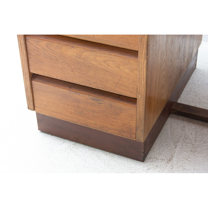 Vintage walnut and formica desk, Czech 1960