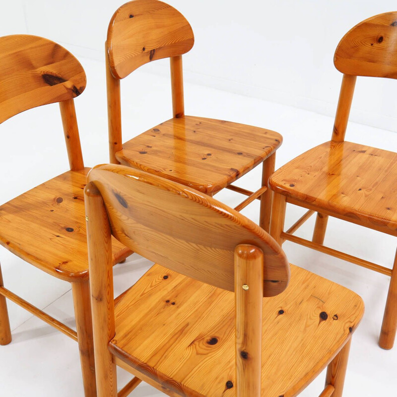 Conjunto de 4 cadeiras vintage em madeira maciça de pinho