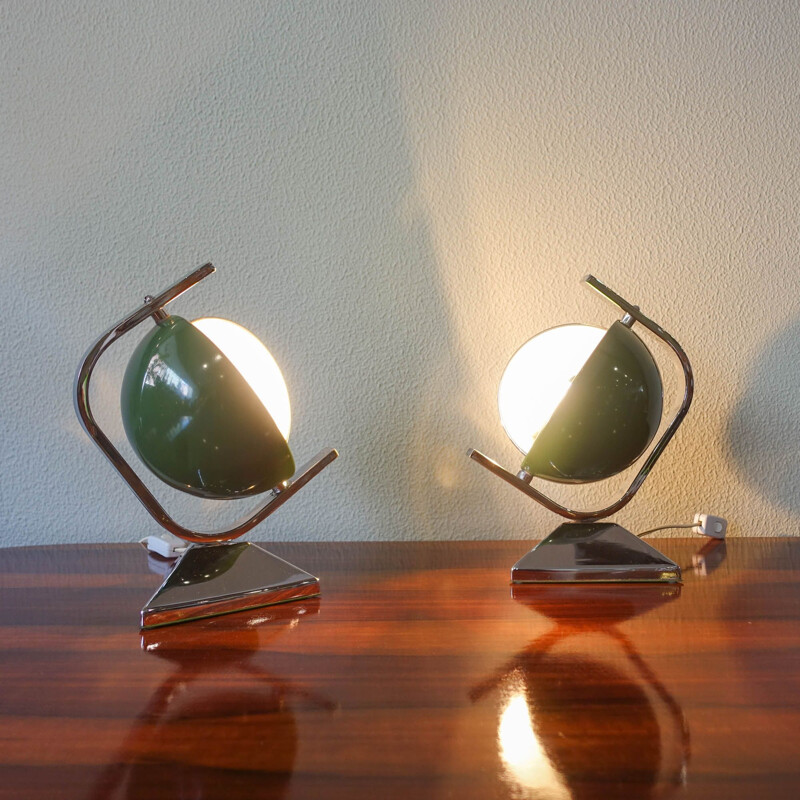 Pareja de lámparas de mesa Eyeball vintage de Luis Pérez de la Oliva para  Grin Luz,
