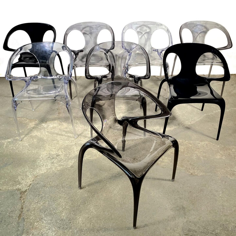 Lot de 8 chaises vintage Ava par Song Wen Zhong pour Roche Bobois