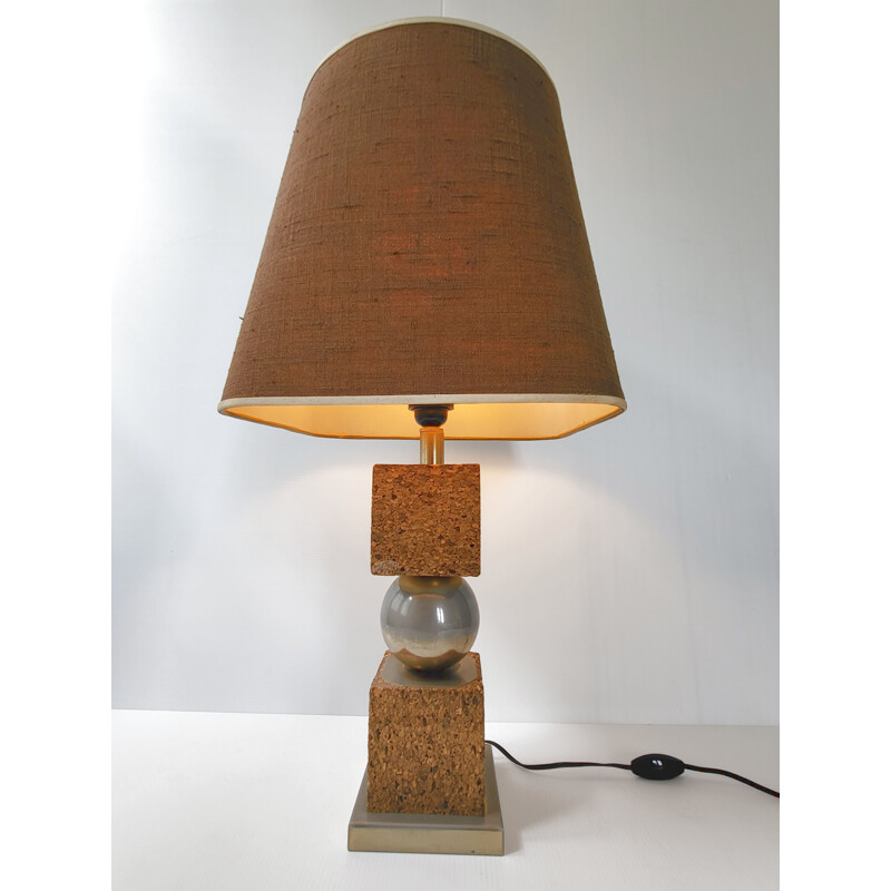 Vintage-Lampe aus Kork und Stahl, 1970