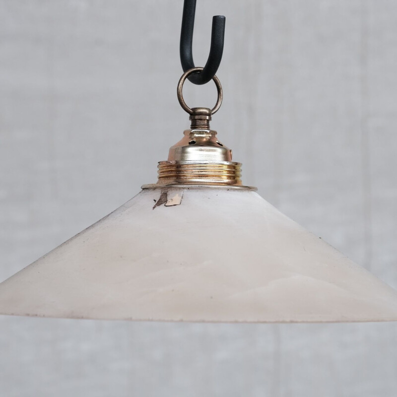 Mid-century alabaster shade pendant lamp, Holland 1950s
