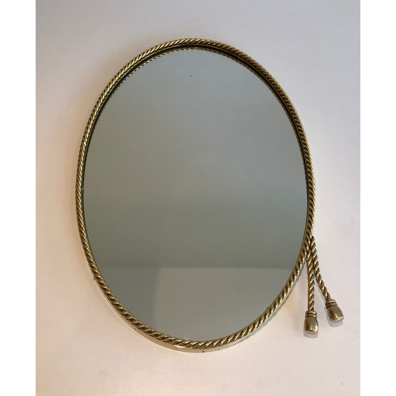 Vintage messing ovale spiegel met koord