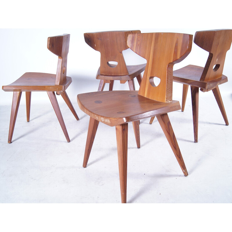 Set of 4 vintage pine chairs by Jacob Kielland-Brandt for I. Christiansen,  1960