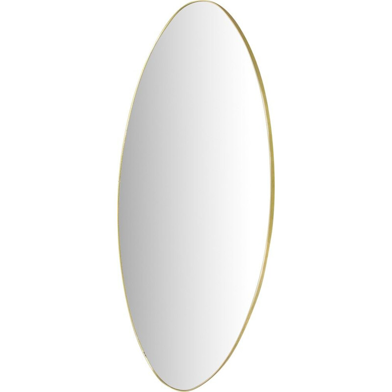 Espelho oval vintage com moldura dourada, 1970