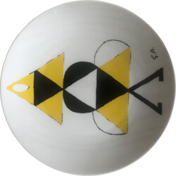 Vintage collection plate "The Yellow Dancer" in porcelain by Sonia Delaunay  for Artcurial
