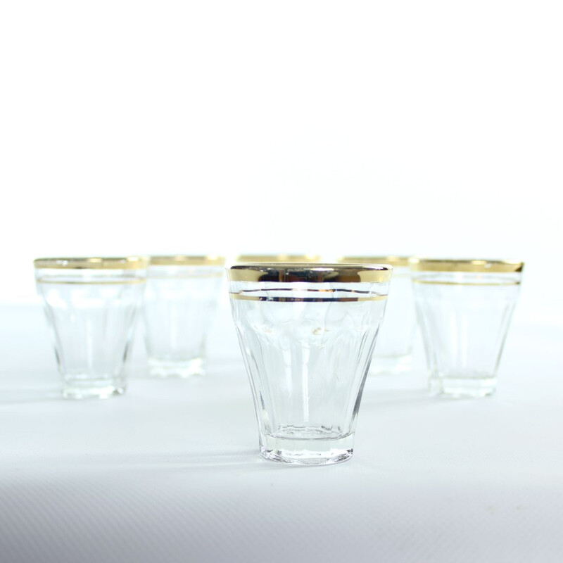  Vasos de cristal con borde dorado vintage de 8 onzas
