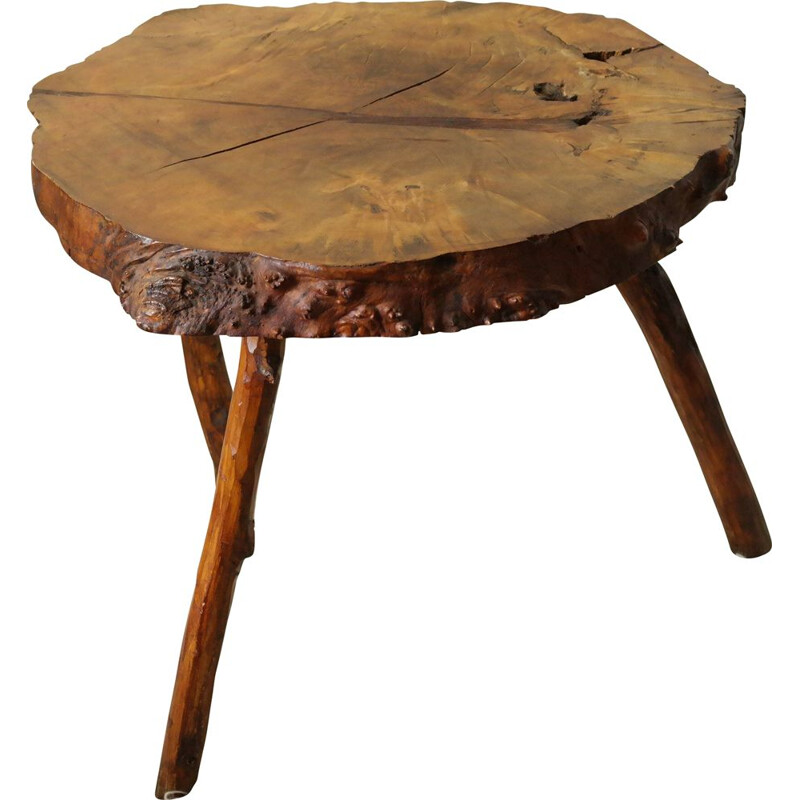 Table d'appoint brutaliste vintage en souche d'arbre, 1960-1970