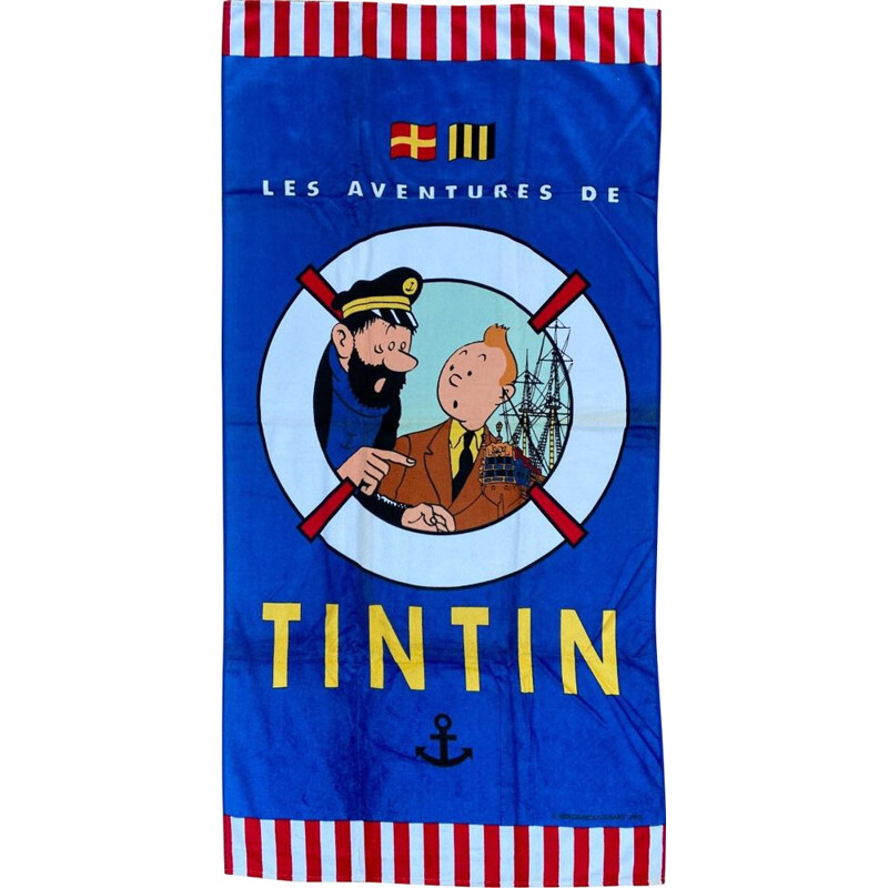 Vintage beach towel "The adventures of Tintin" by Hergé for Jalla, 1995
