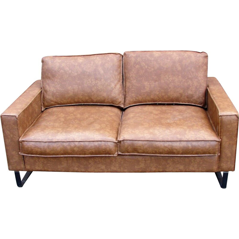 Modernistic vintage leather sofa, 1980s