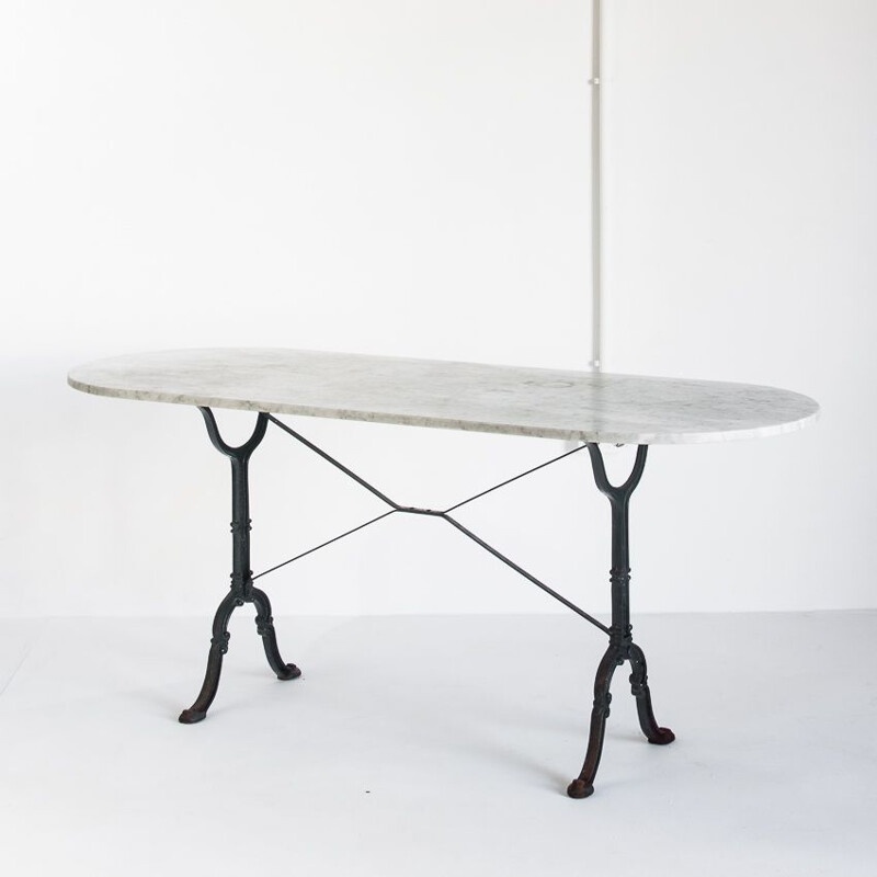 Vintage table in marble and cast iron, France 1950