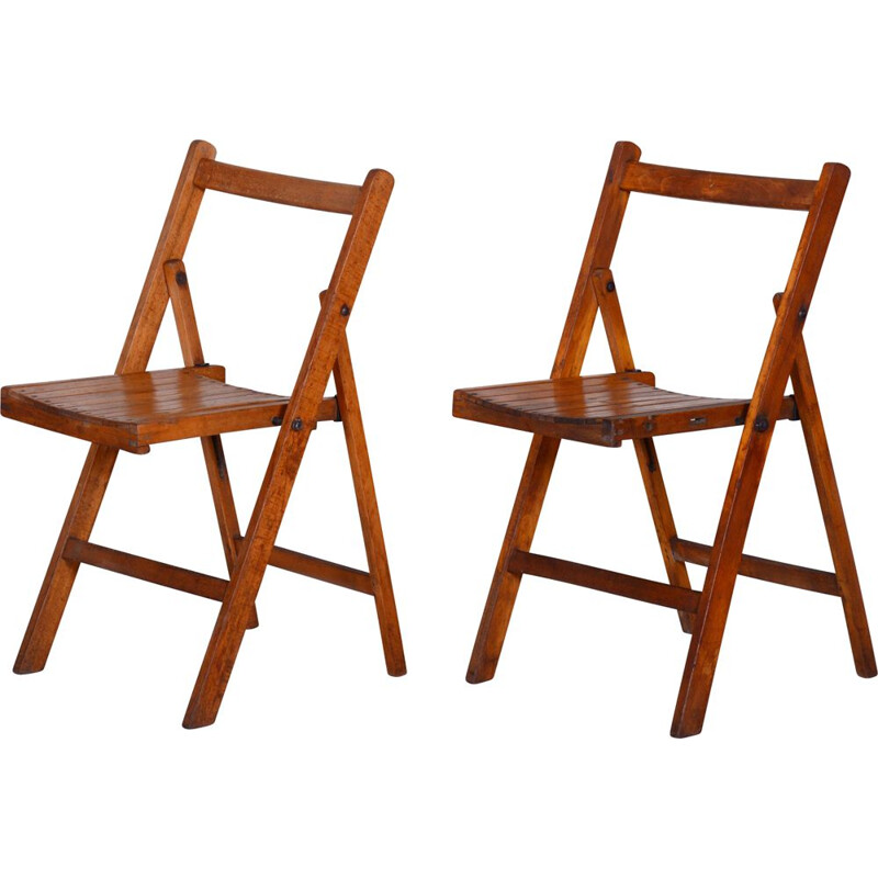 Pair of mid century beechwood dining chairs, 1950s