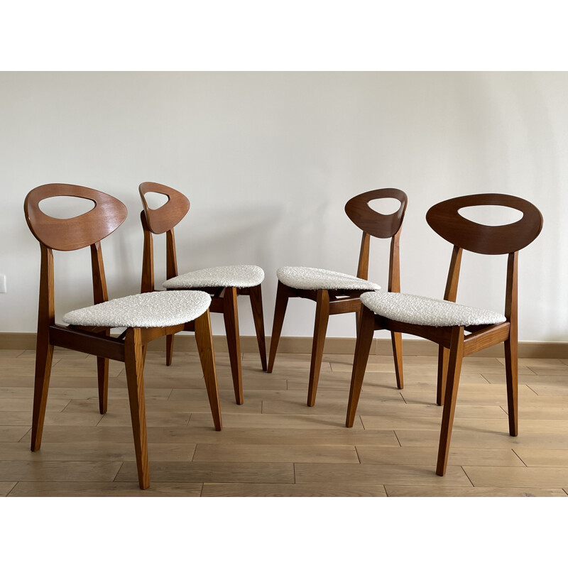 Set of 4 vintage chairs by Roger Landault for Sentou, France 1950