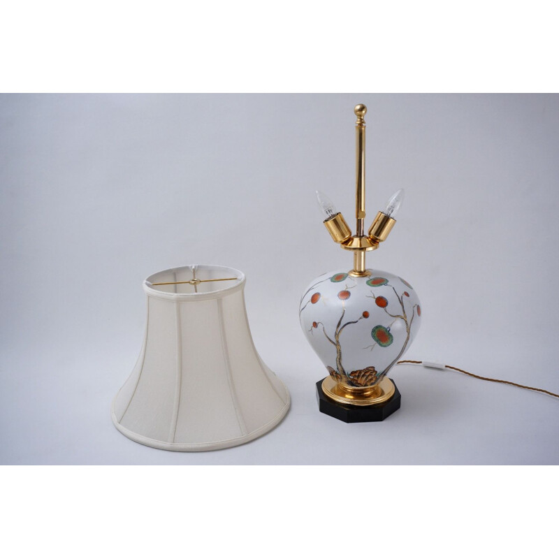Lampada vintage in porcellana cinese con litchi di Giulia Mangani, Italia  1950