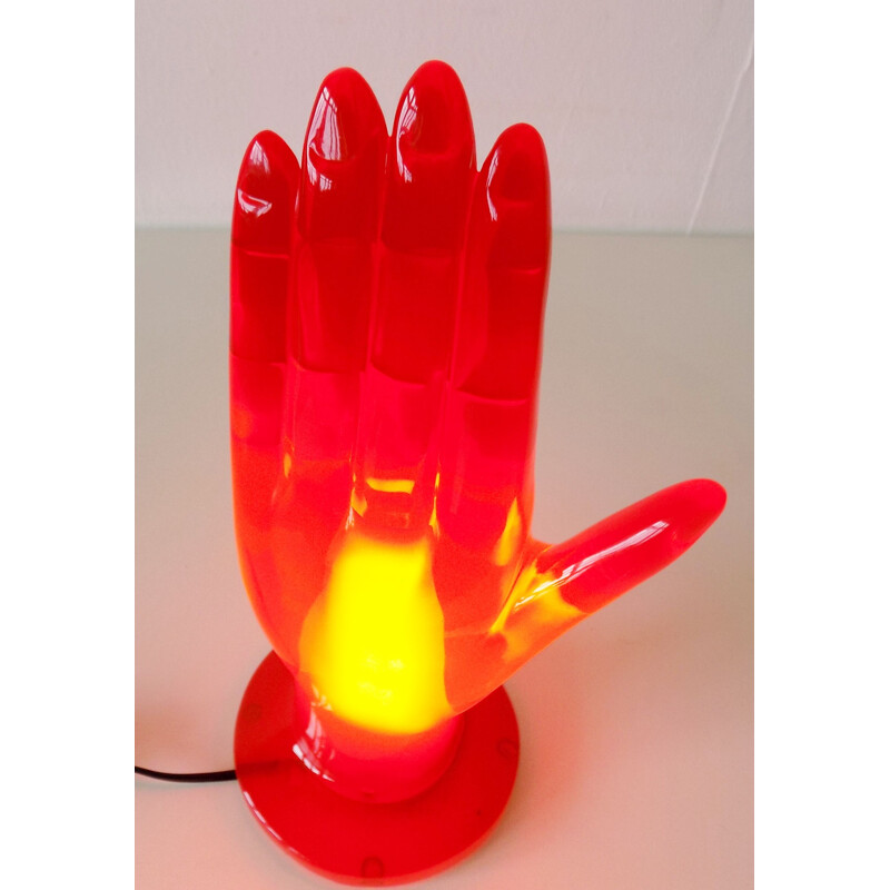 Vintage Kara red Hand table lamp by Luigi Serafini for Kundalini Italy  Lighting, 1996