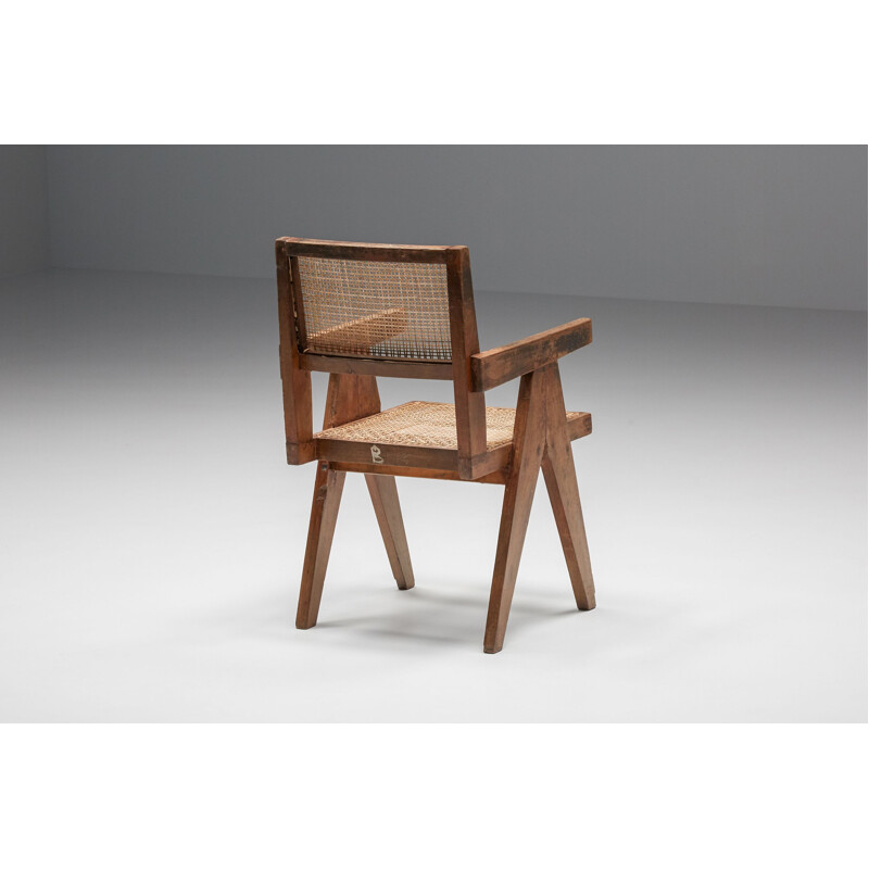 Cadeira de cana Vintage por Pierre Jeanneret, 1950