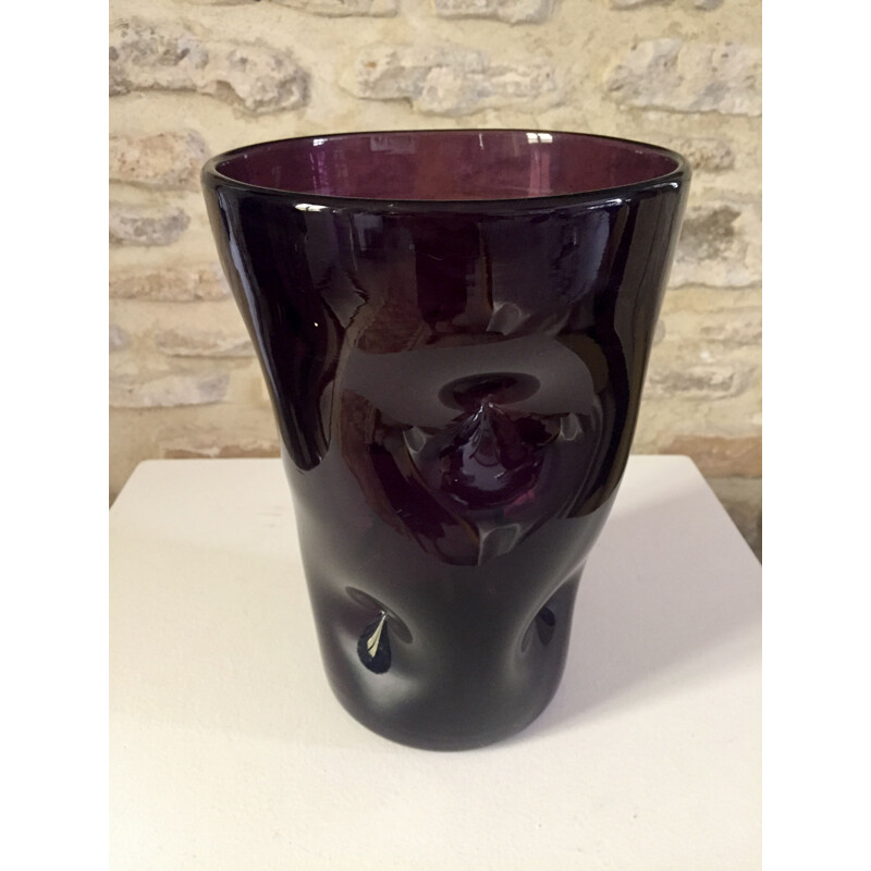 Vintage Vase aus mundgeblasenem Glas, Italien 1960