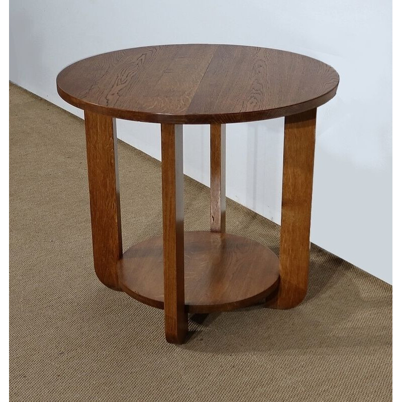 Tavolino d'epoca in rovere massiccio Art Déco, 1930-1940