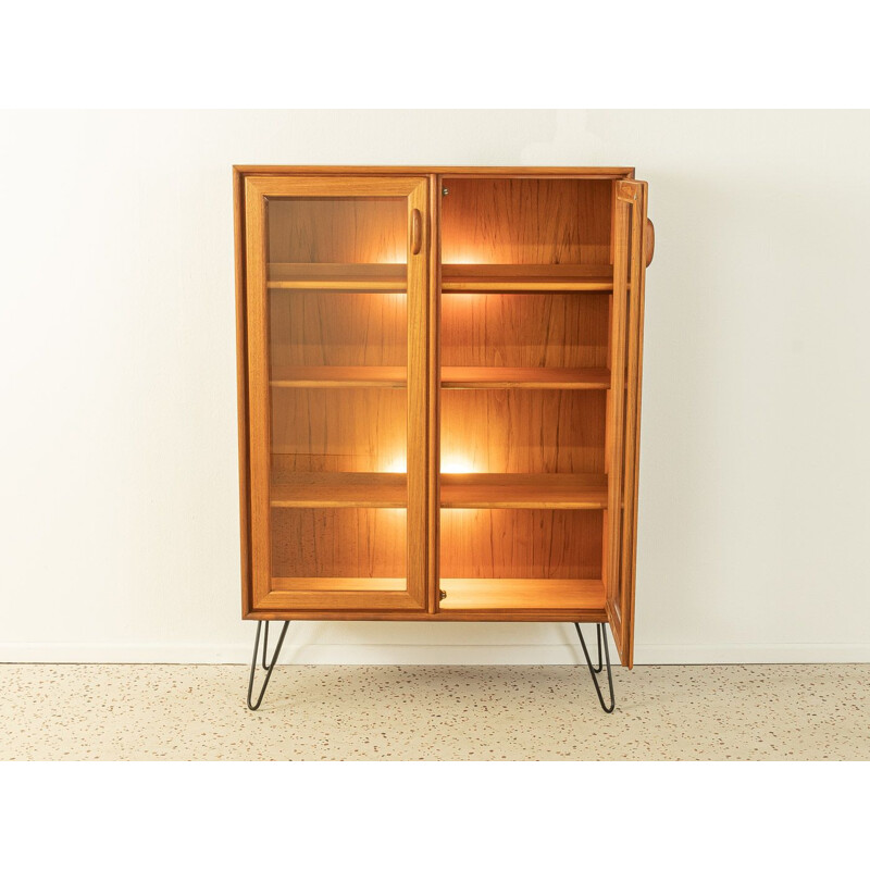 Vintage display cabinet in teak with two glass doors, 1960s