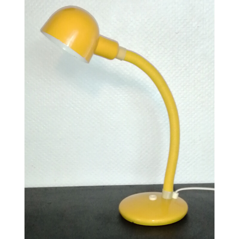 Lampe de bureau vintage en métal jaune par Nf Luminaires Electricité, France  1950