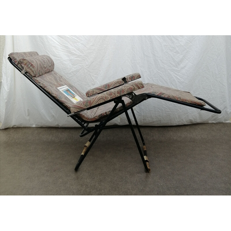 Lafuma vintage metal folding lounge chair, 1980