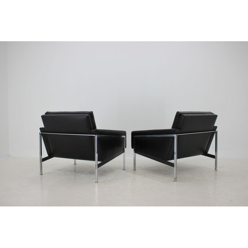 Paar Vintage Stahl und Leder Sessel von Lübke, Deutschland 1960