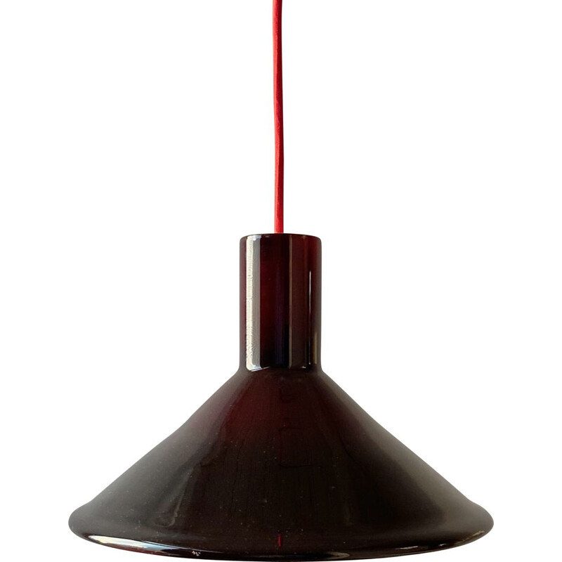 Vintage "P and T" opaline glass pendant lamp by Michael Bang for  Holmegaard, Denmark 1970