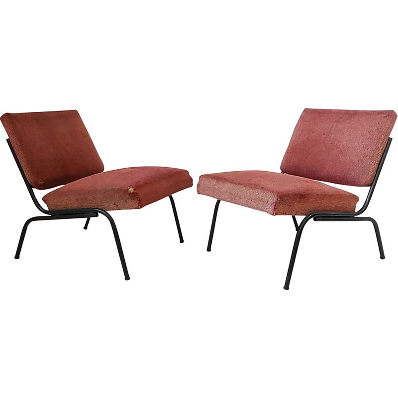 Pair of vintage metal armchairs, 1950 