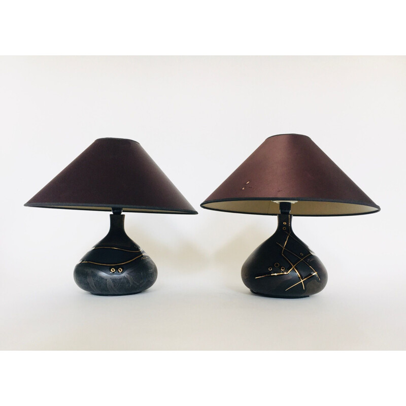 Coppia di lampade da tavolo postmoderne italiane vintage di Renzo  Verzolini, Italia 1980