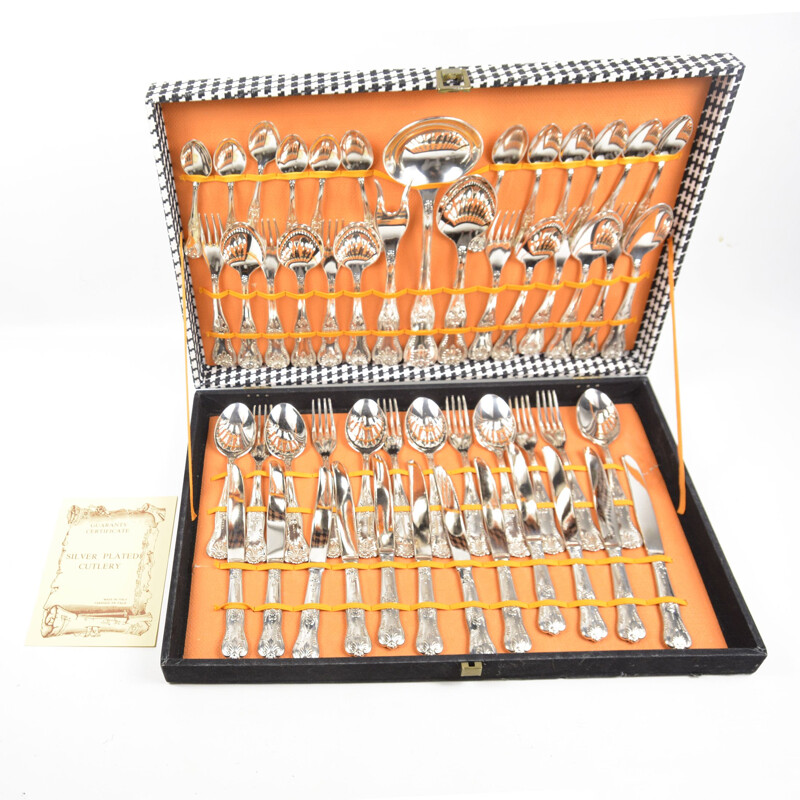 Vintage Iitalian set of silver-plated cutlery for 12 people by Restucci  S.P.A, Italy 1970s