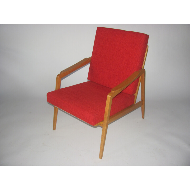 Vintage armchair in red, Czechoslovakia 1960s