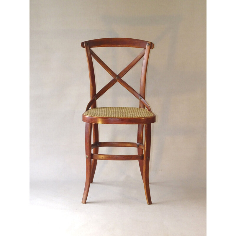 Vintage Lattenstuhl bentwood and cane chair, 1900