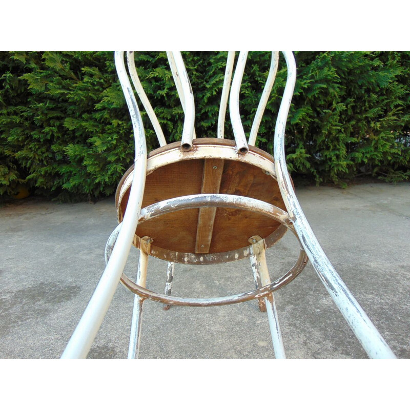 Pareja de sillas de jardín vintage de hierro y madera