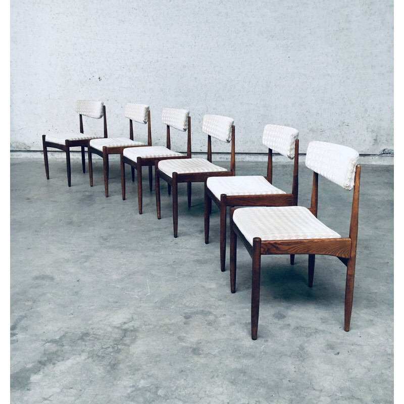Set di 6 sedie scandinave vintage in teak, Danimarca 1960