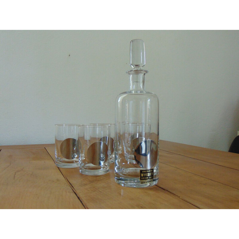 Set di bicchieri da whisky vintage composto da una bottiglia
