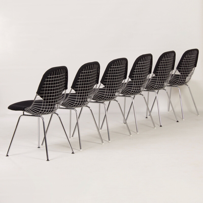 Juego de 6 sillas de alambre Dkx vintage de Charles Eames para Herman  Miller, 1960