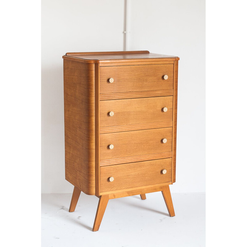 Vintage oakwood chest of drawers by Homeworthy, UK 1960