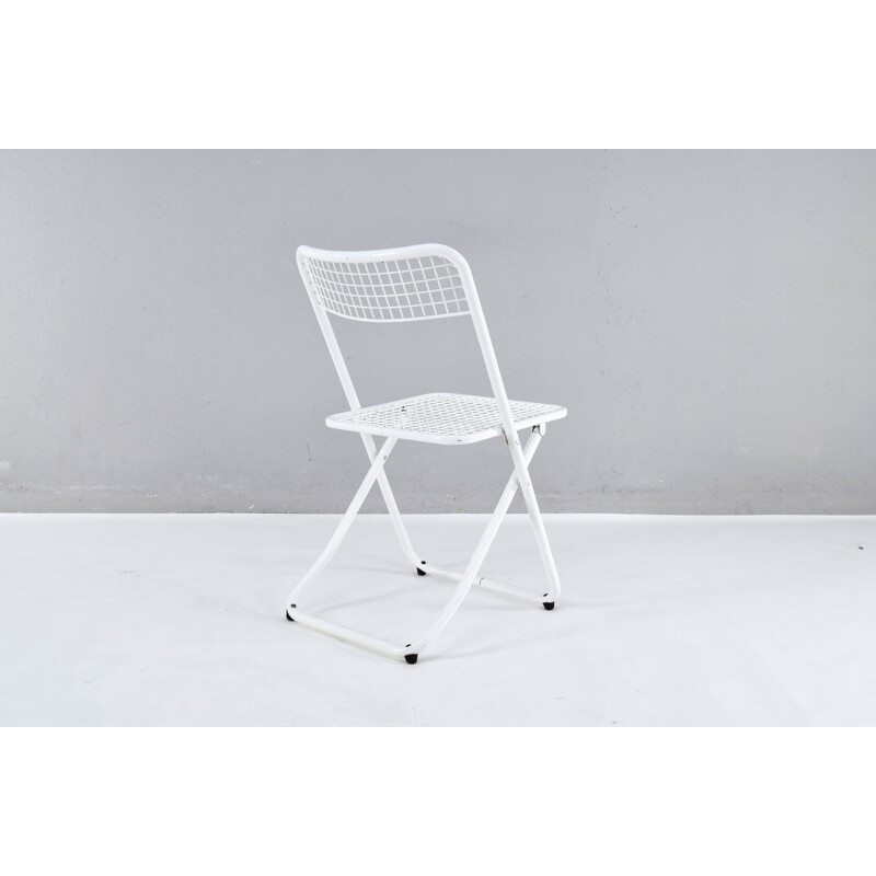 Conjunto de 6 cadeiras de jardim dobráveis vintage em ferro lacado branco  por Federico Giner, Espanha