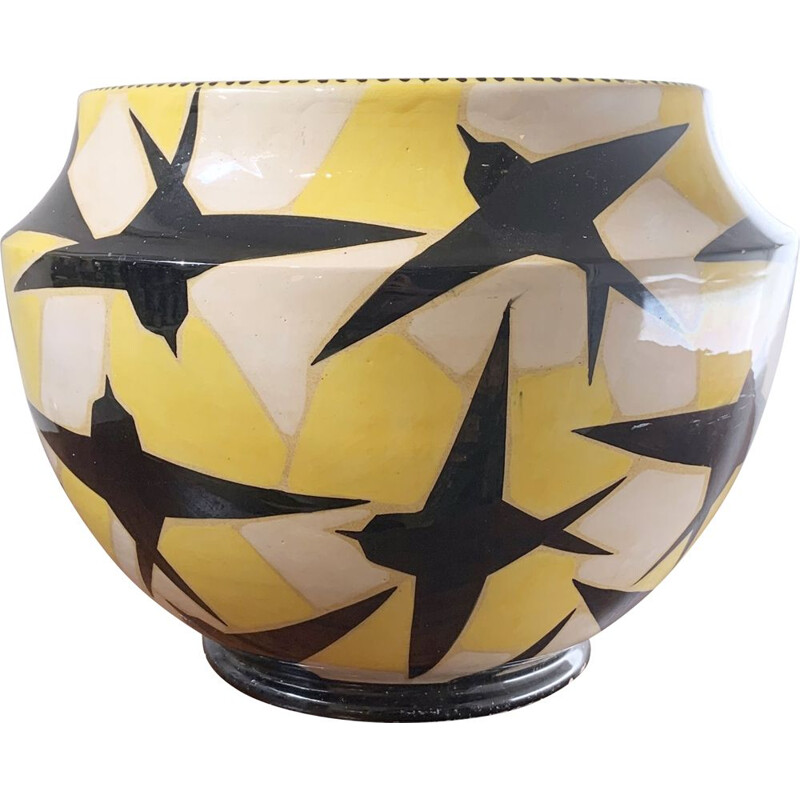 Vintage ceramic vase by Fenice Albisola for Manlio Trucco, Italy 1930