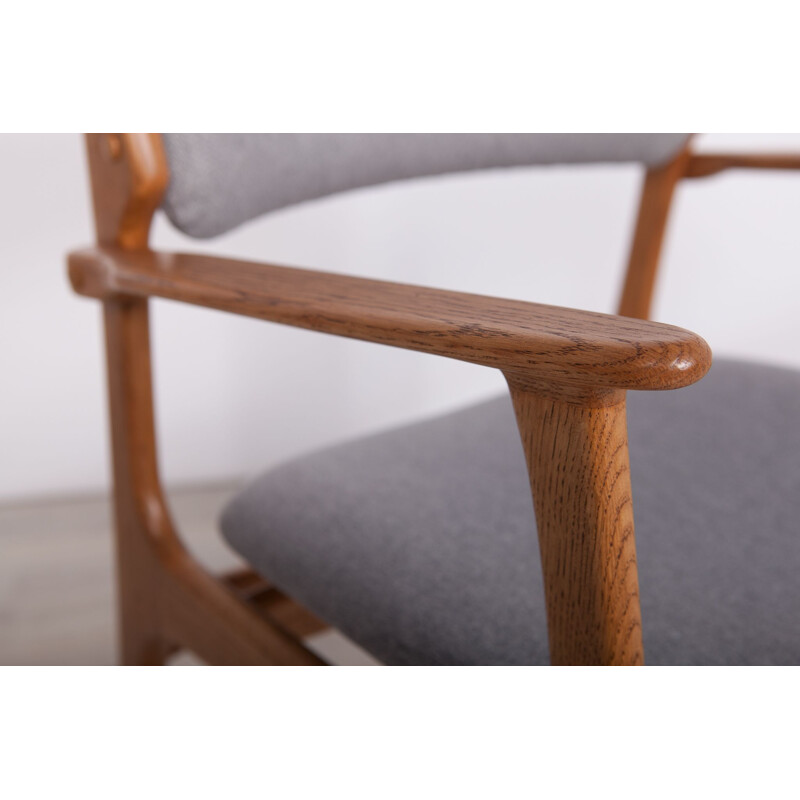 Set of 6 vintage solid oak chairs model 49 by Erik Buch for Odense  Maskinsnedkeri O.D.