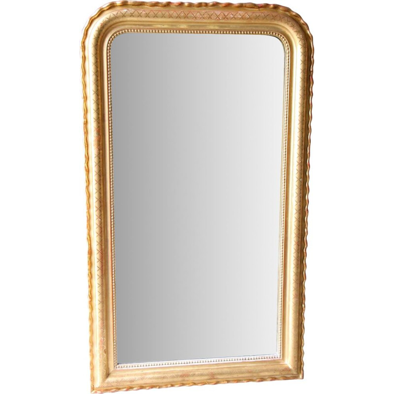 Miroir Louis Philippe vintage doré à la feuille d'or