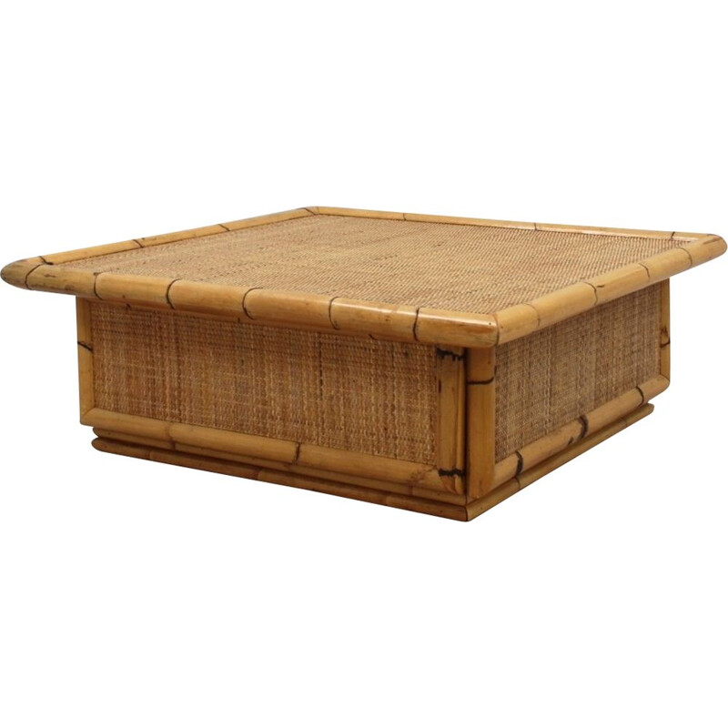 Vintage rattan coffee table by Dal Vera, 1960s
