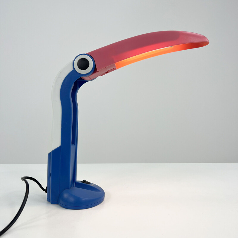 Vintage blue toucan lamp by H.T. Huang for Huanglite, 1980s