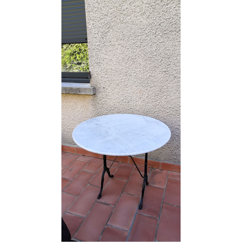 Runder Vintage-Tisch aus Marmor und Gusseisenfuß