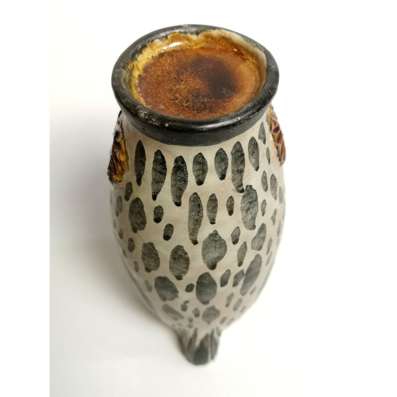Vintage ceramic owl vase, 1970