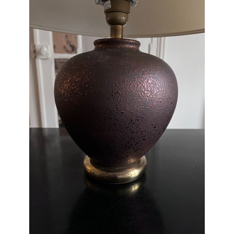 Lampada vintage in ceramica color cioccolato di Drimmer, 1980