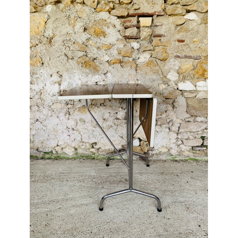 Vintage formica folding table with chrome legs, 1960