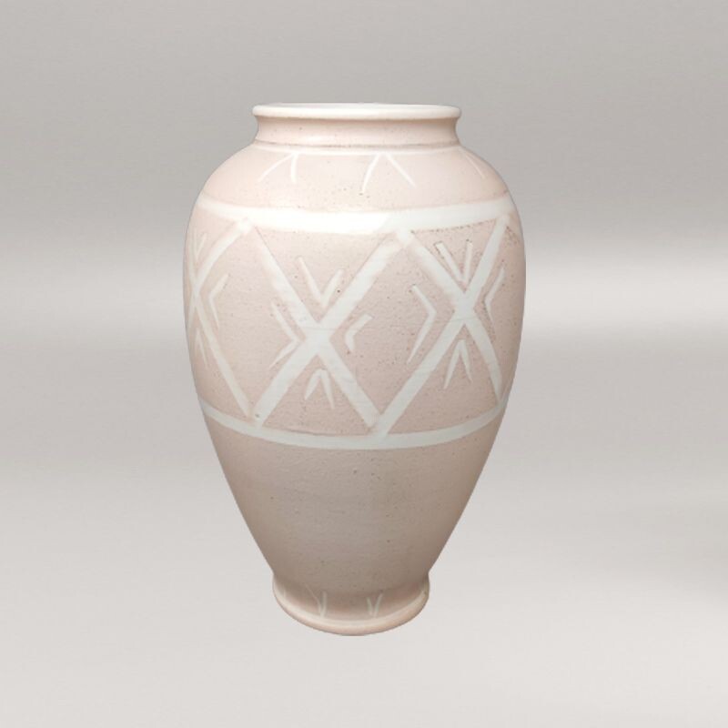 Vase vintage en céramique rose de Deruta, Italie 1960